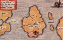 Atlantide secondo Platone in una cartografia seicentesca che pare rovesciata