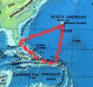 La dislocazione geografica del Triangolo delle Bermuda