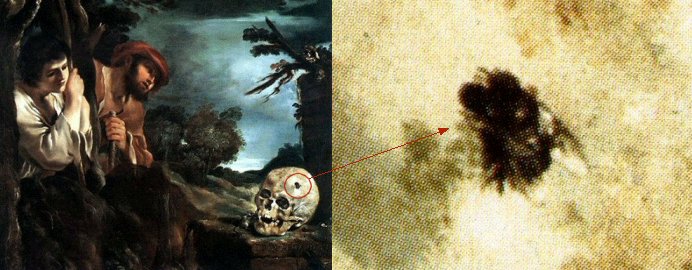 La mosca come appare nel dipinto di Guercino