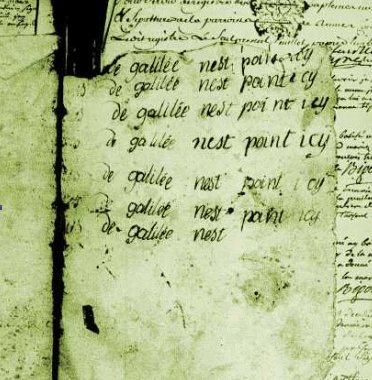 La pagina del registro parrocchiale di Saunière.